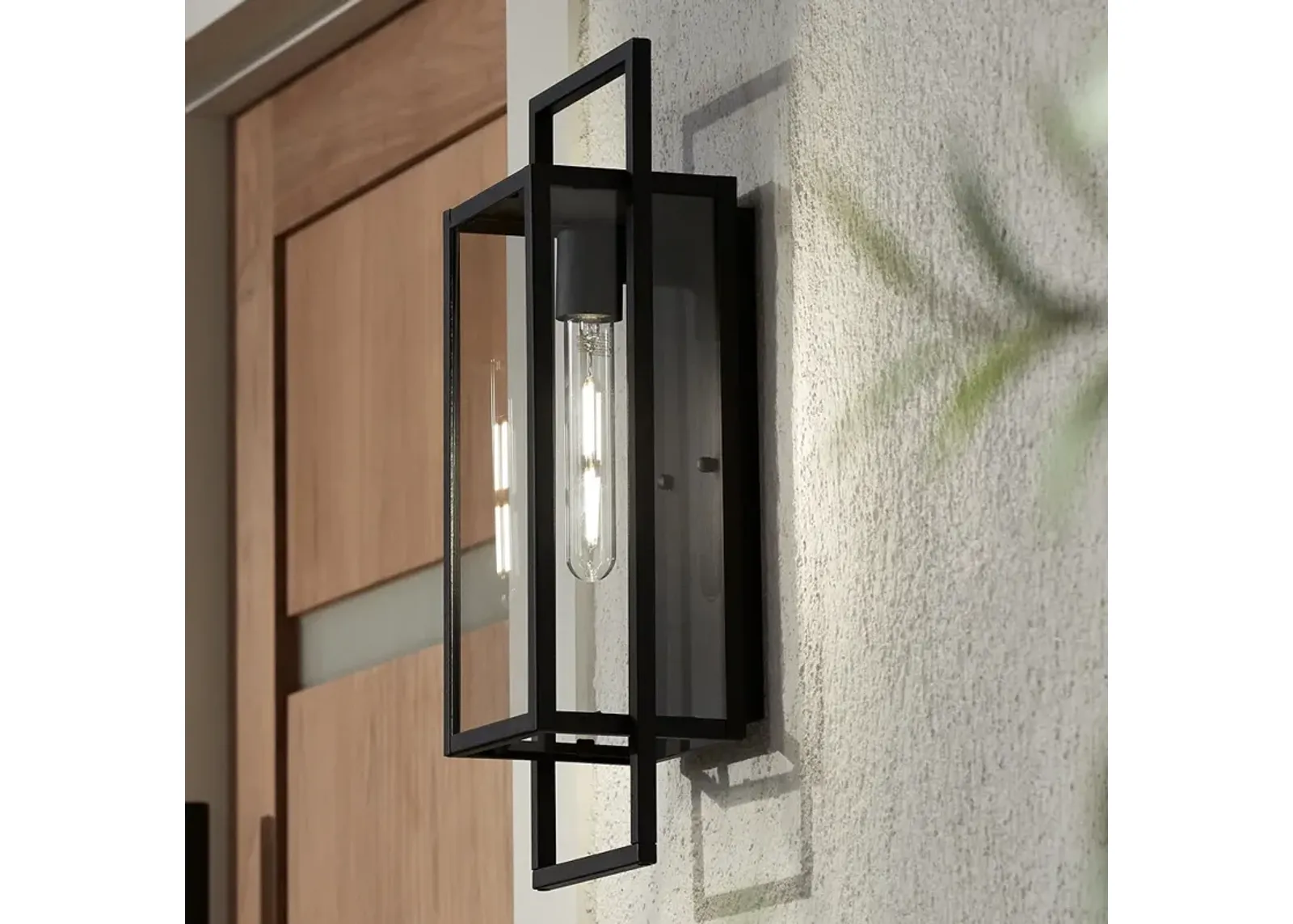 Possini Euro Jericho 19" High Black Modern Outdoor Wall Light