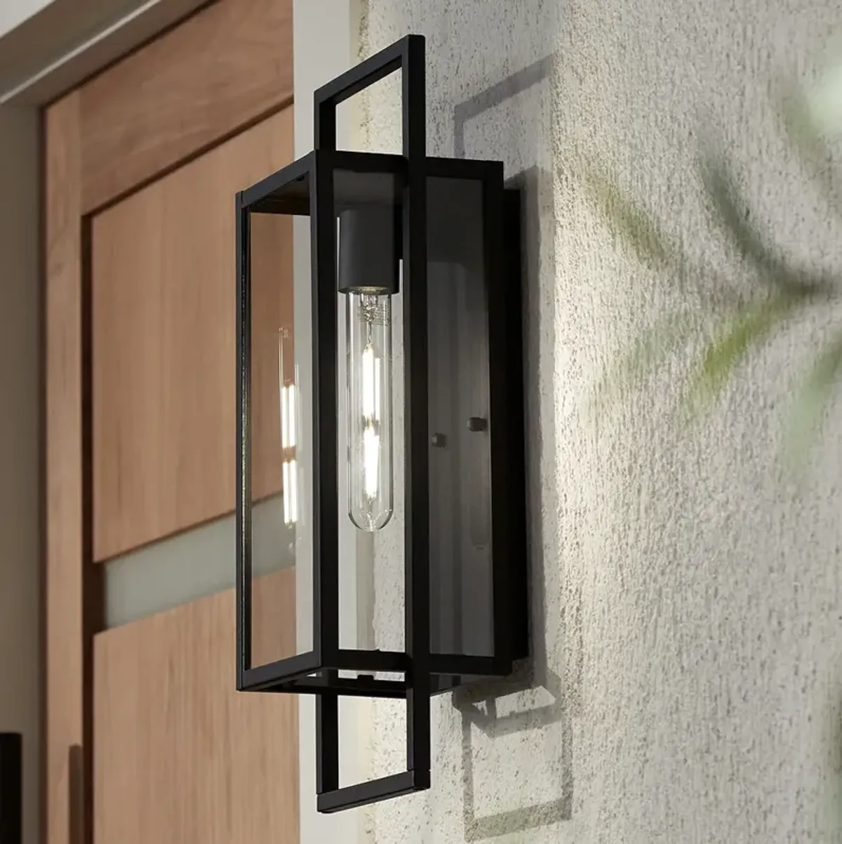 Possini Euro Jericho 19" High Black Modern Outdoor Wall Light