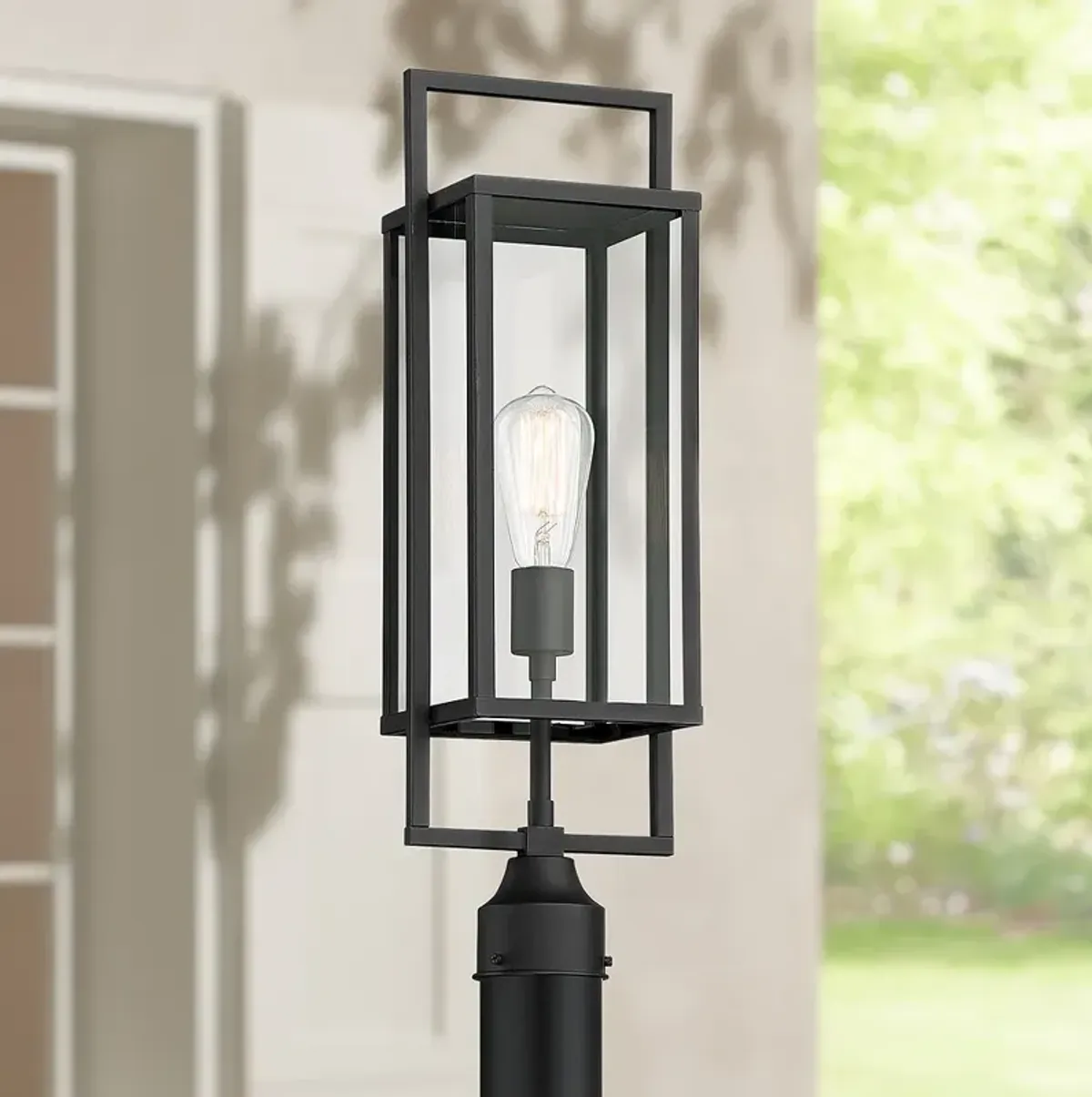 Possini Euro Jericho 22" High Black Modern Outdoor Post Light