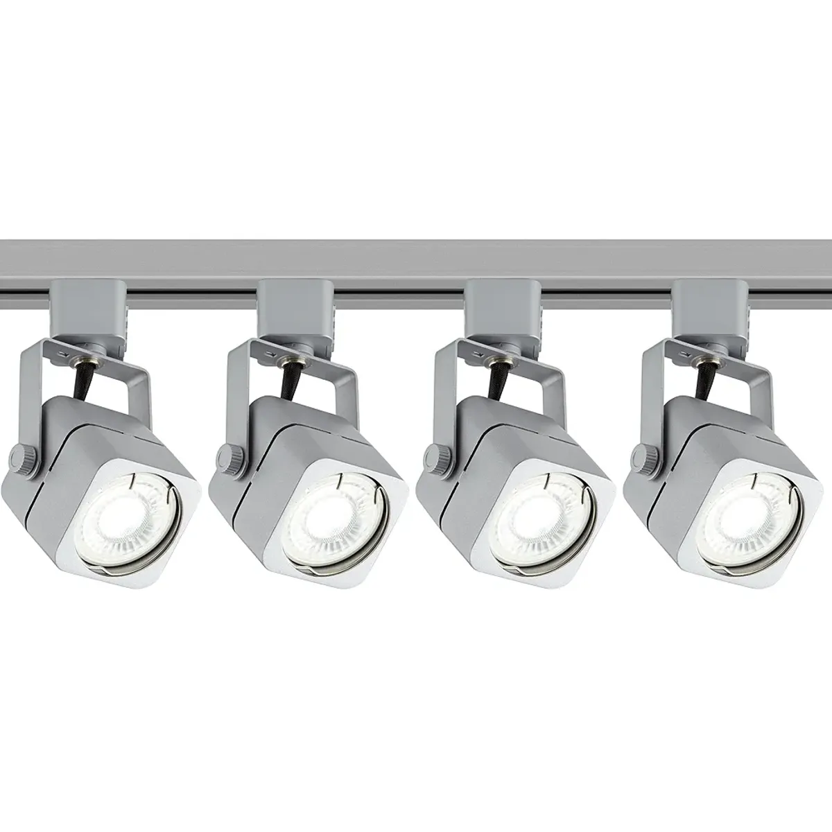 4-Light Nickel Square LED Track Kit with Floating Canopy