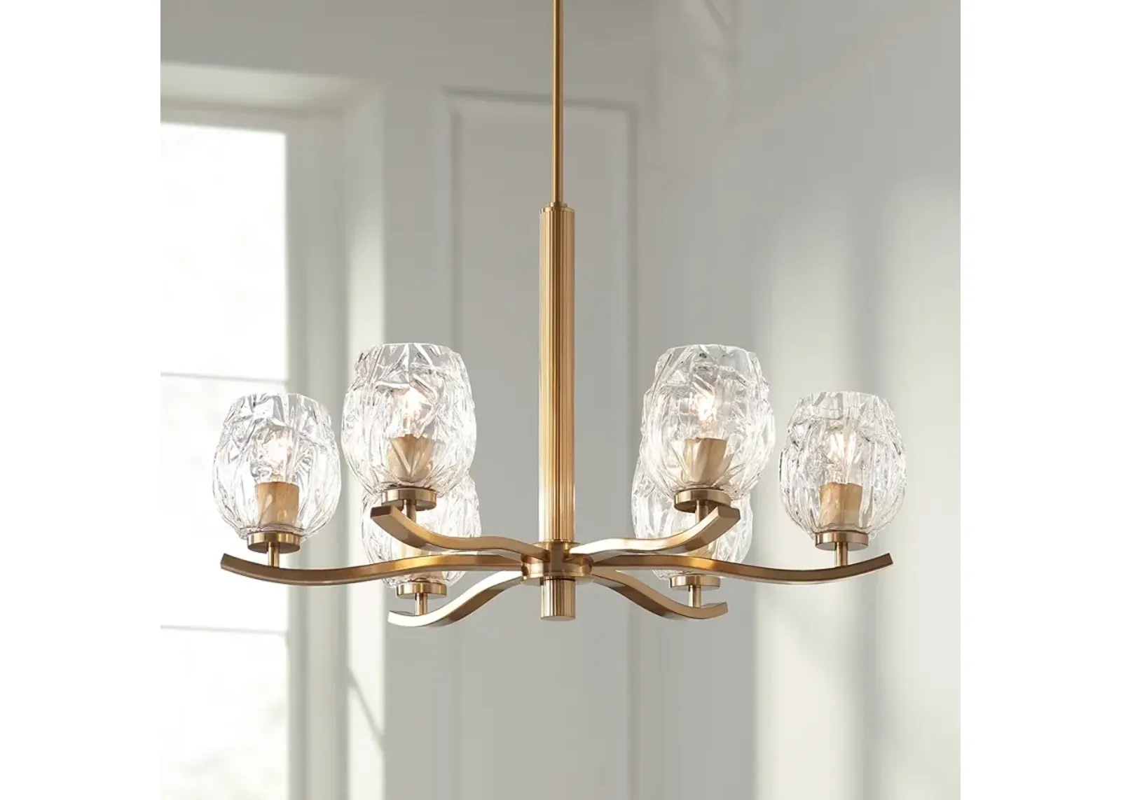 Stiffel Veronica 29 1/4" Wide Gold and Glass 6-Light Chandelier