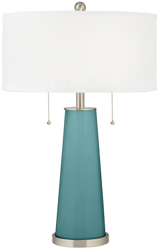Color Plus Peggy 29 3/4" Modern Glass Reflecting Pool Blue Table Lamp