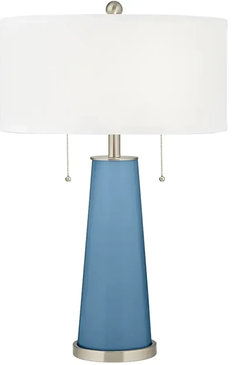 Color Plus Peggy 29 3/4" Secure Blue Glass Table Lamp