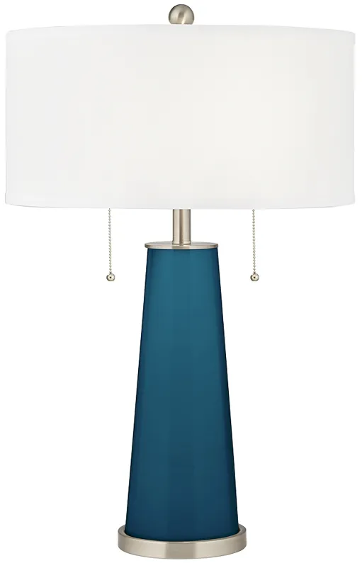 Color Plus Peggy 29 3/4" Modern Oceanside Blue Glass Table Lamp