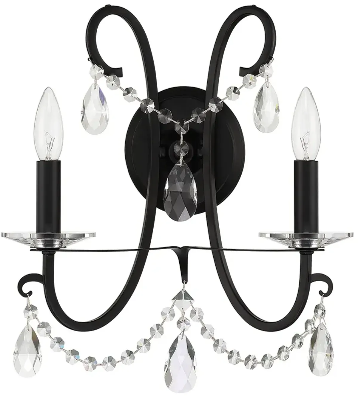 Crystorama Othello 16" High Matte Black 2-Light Wall Sconce
