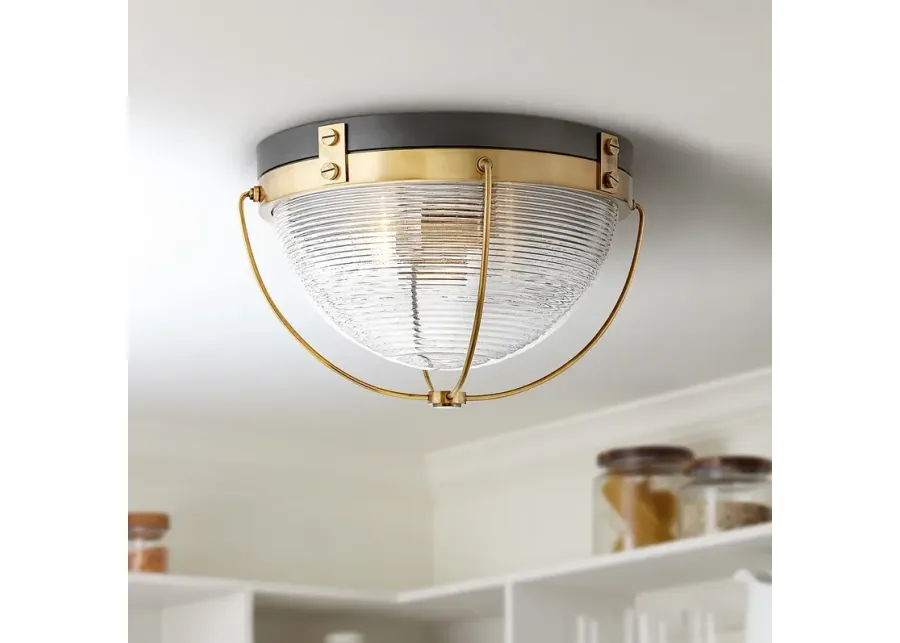 Hinkley Crew 16" Wide Heritage Brass and Glass Dome Ceiling Light