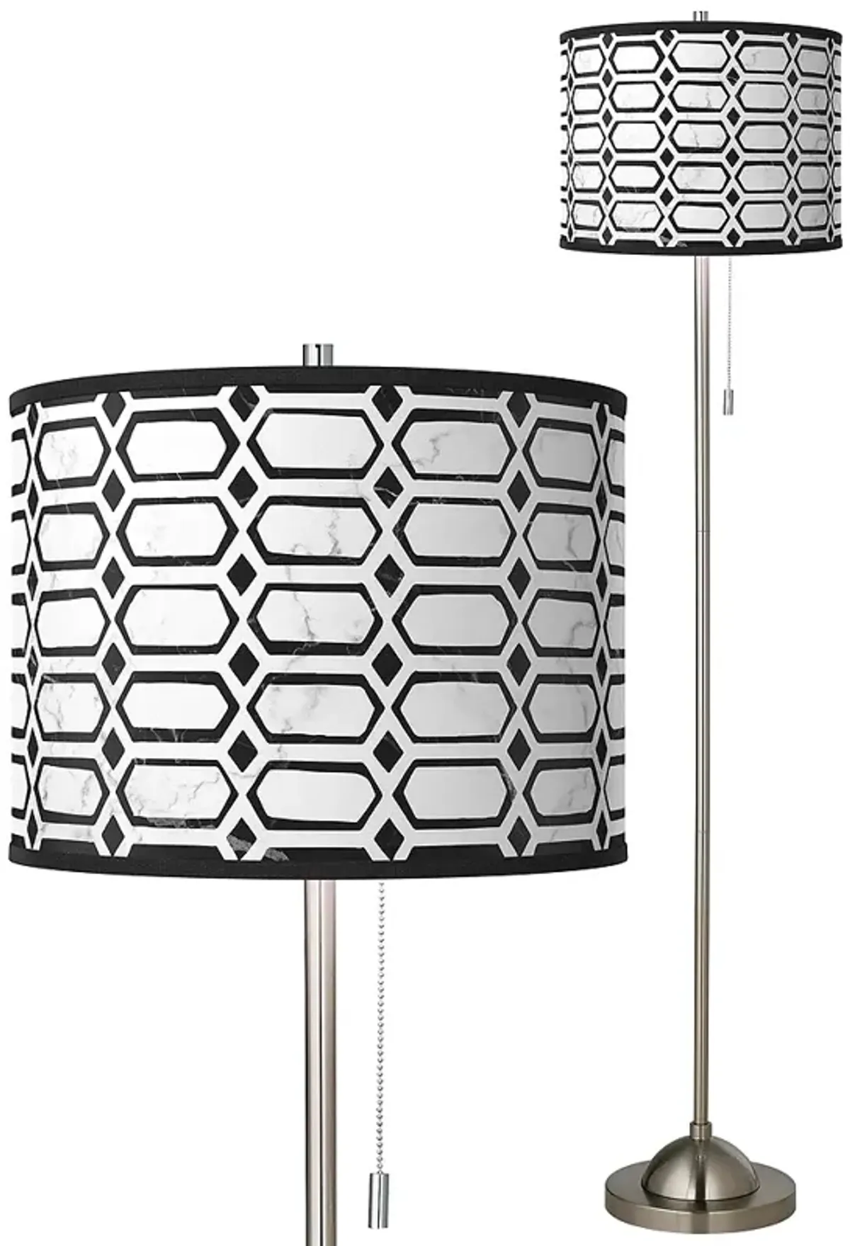 Rhombi Brushed Nickel Pull Chain Floor Lamp