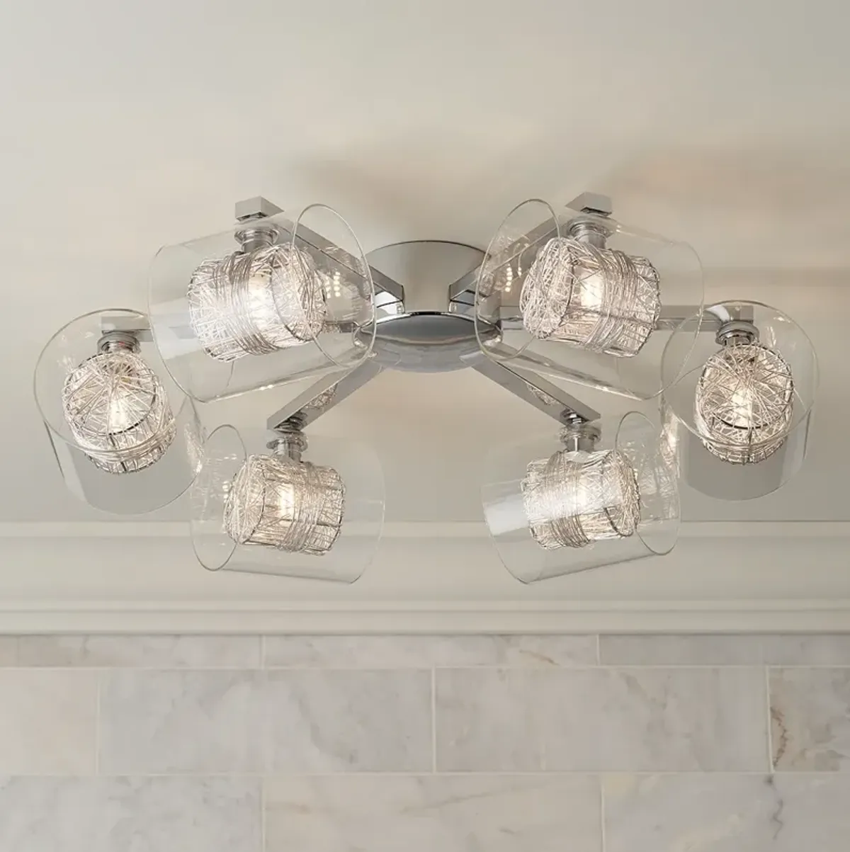 Possini Euro Wrapped Wire 24" Wide Modern Chrome Ceiling Light