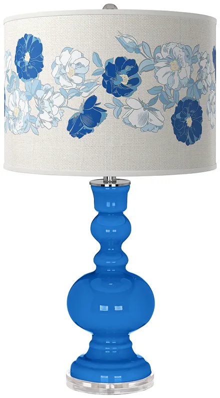 Royal Blue Rose Bouquet Apothecary Table Lamp
