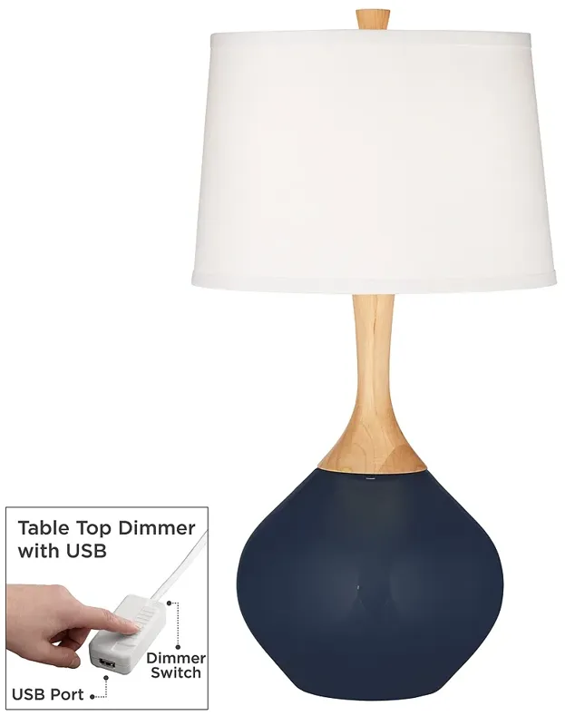 Color Plus Wexler 31" High Naval Blue Table Lamp with USB Dimmer