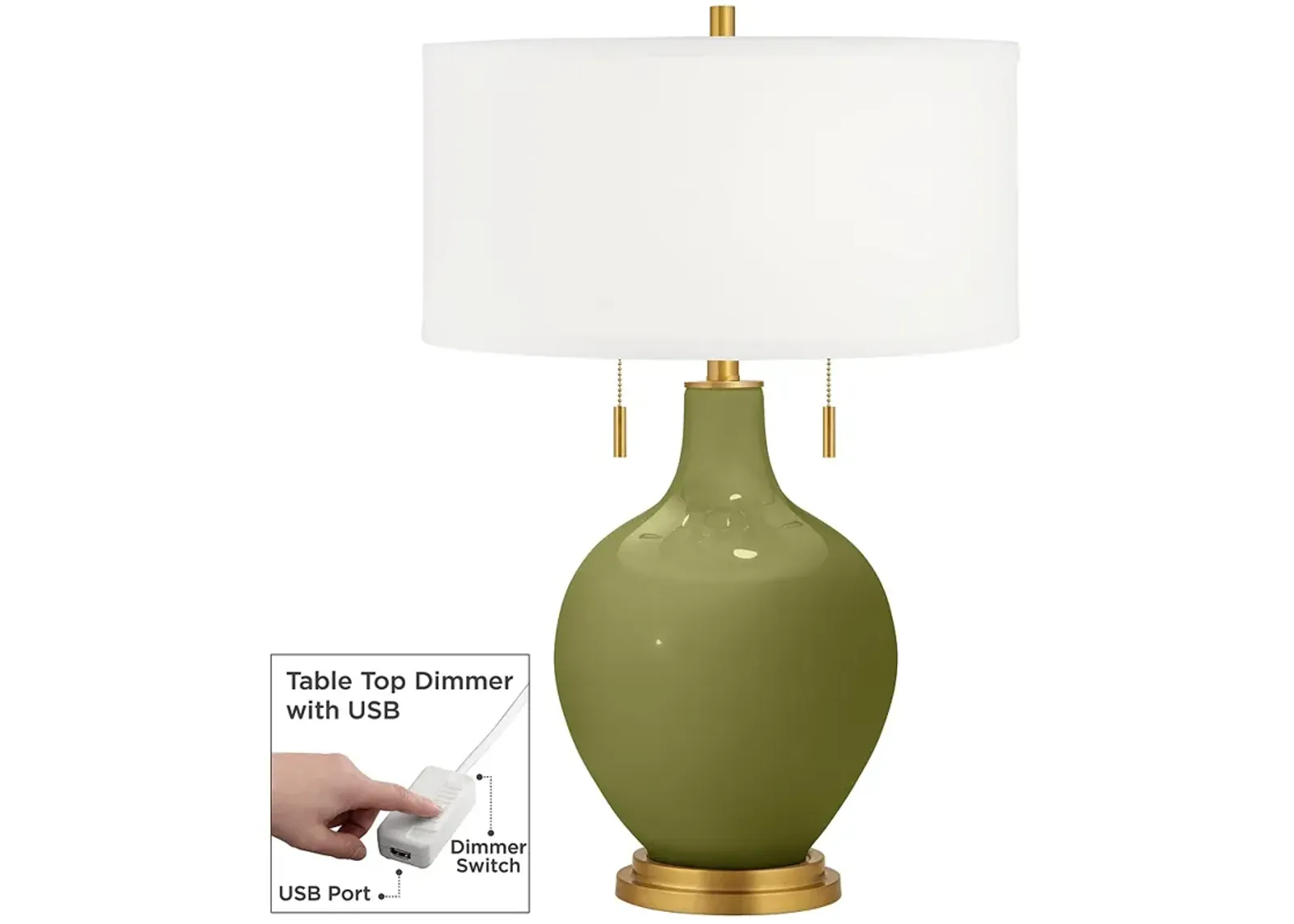 Color Plus Toby Brass 28" High Rural Green Table Lamp with USB Dimmer