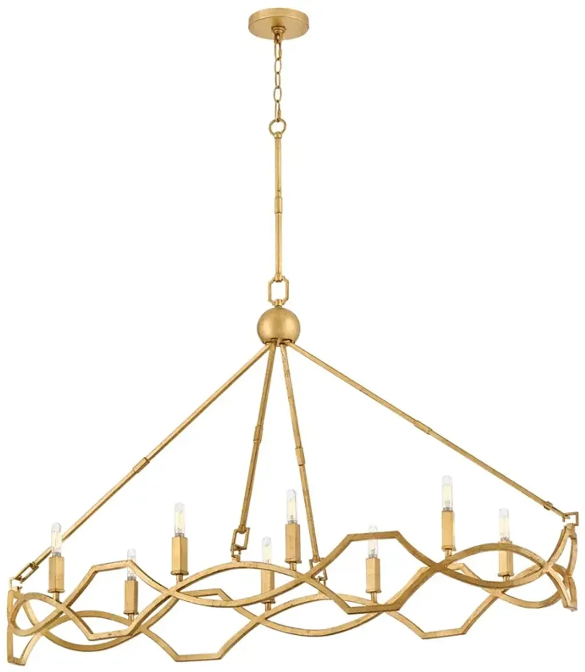 Hinkley Chandelier Leona Medium Eight Light Linear Distressed Brass