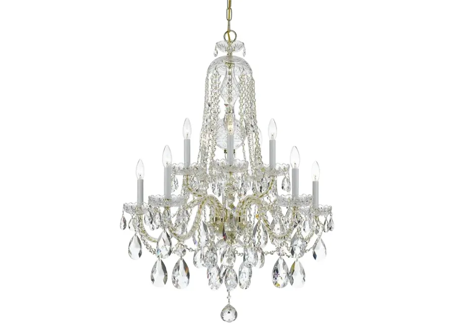 Crystorama Traditional Crystal 32"W Brass 10-Light Crystal Chandelier