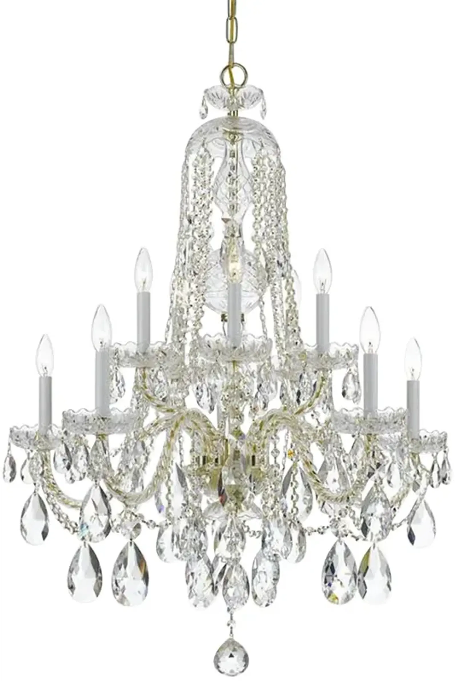 Crystorama Traditional Crystal 32"W Brass 10-Light Crystal Chandelier