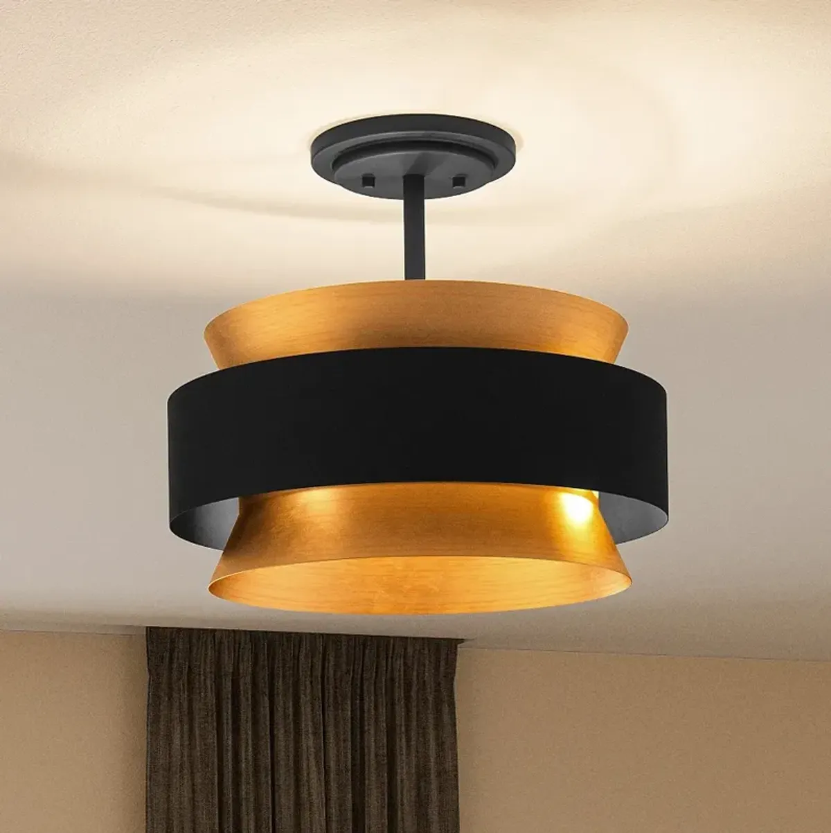 Quoizel Hagley 15" Wide Brass and Earth Black Modern Ceiling Light