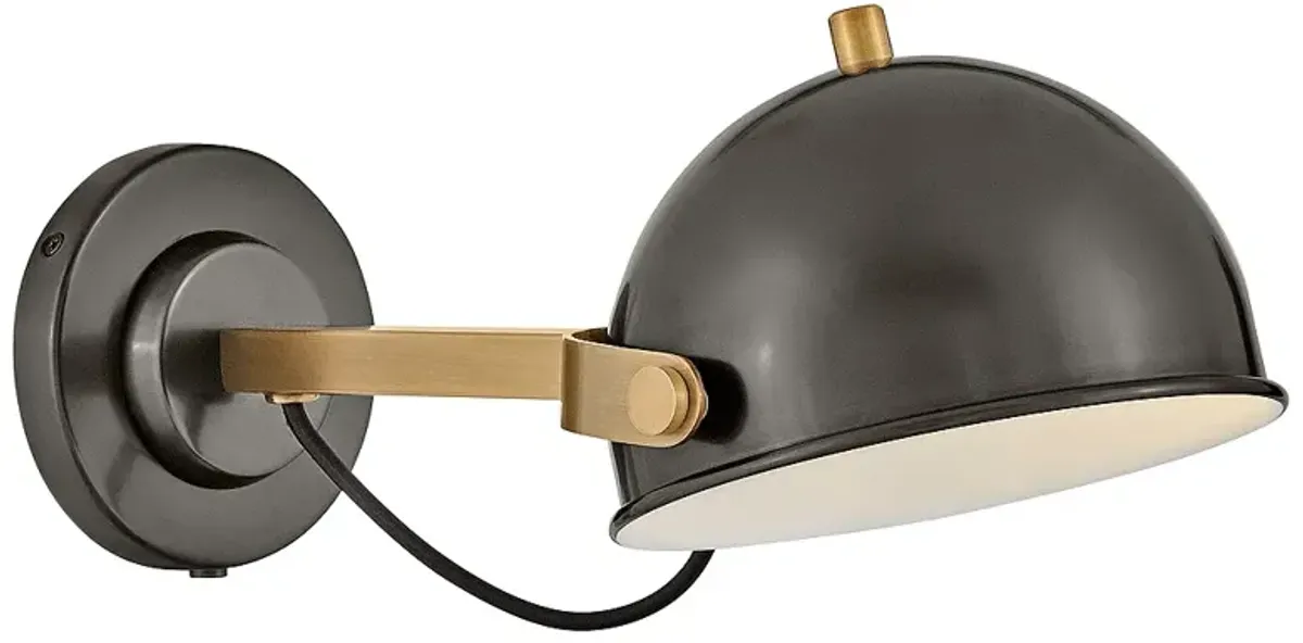 Hinkley Spence Black Oxide with Brass Swing Arm Wall Lamp