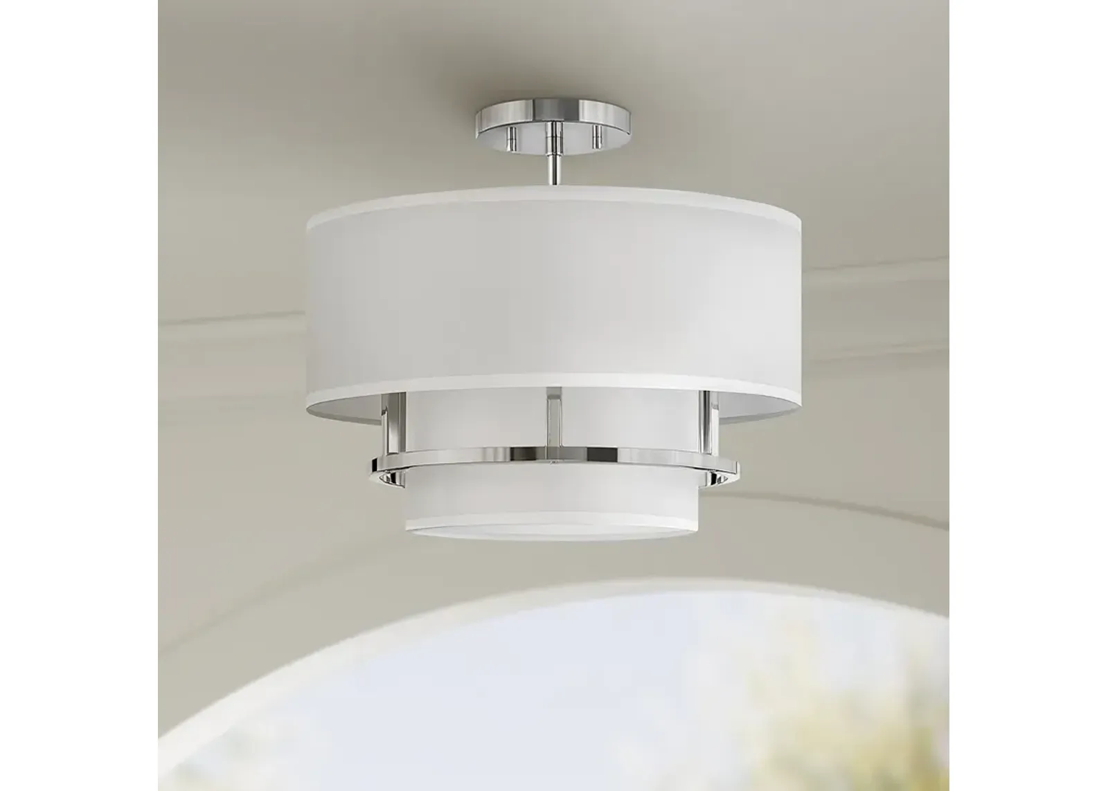 Hinkley Graham 16" Wide Polished Nickel 3 Light Ceiling Light