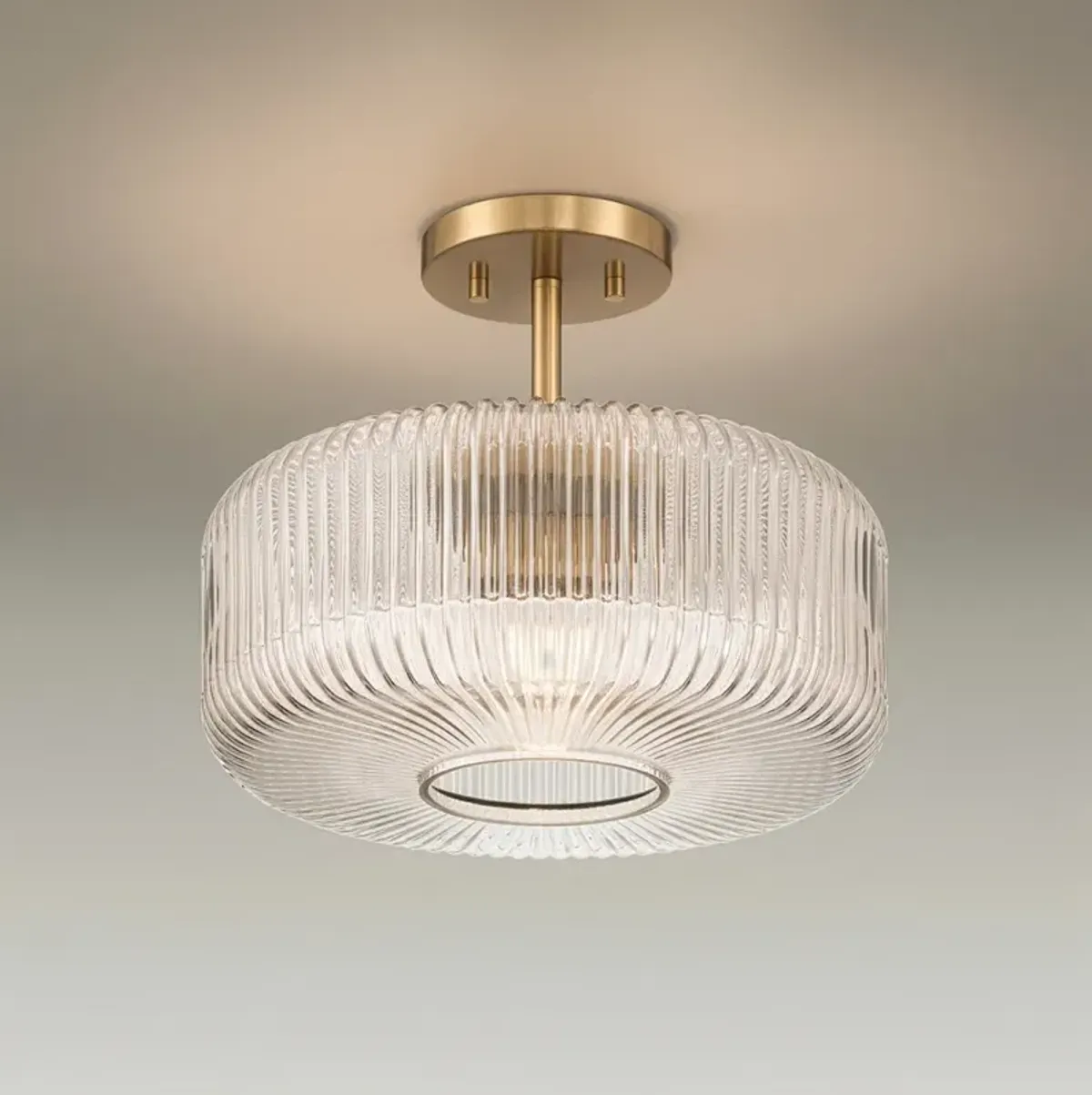 14"W x10"H 1Lt Warm Brass Flush