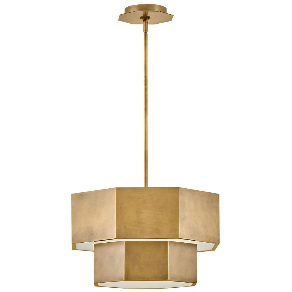 Hinkley Foyer Facet Medium Convertible Flush Mount Heritage Brass