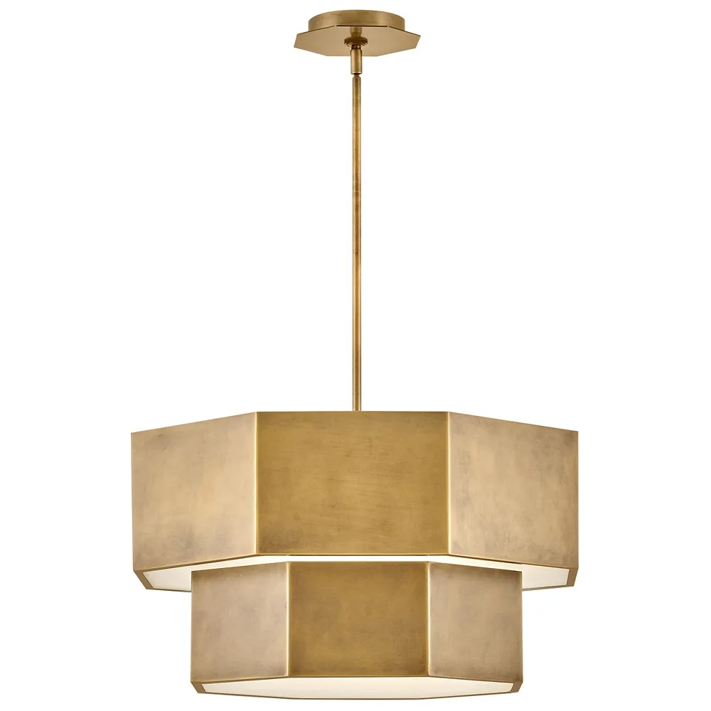 Hinkley Chandelier Facet Medium Convertible Chandelier Heritage Brass