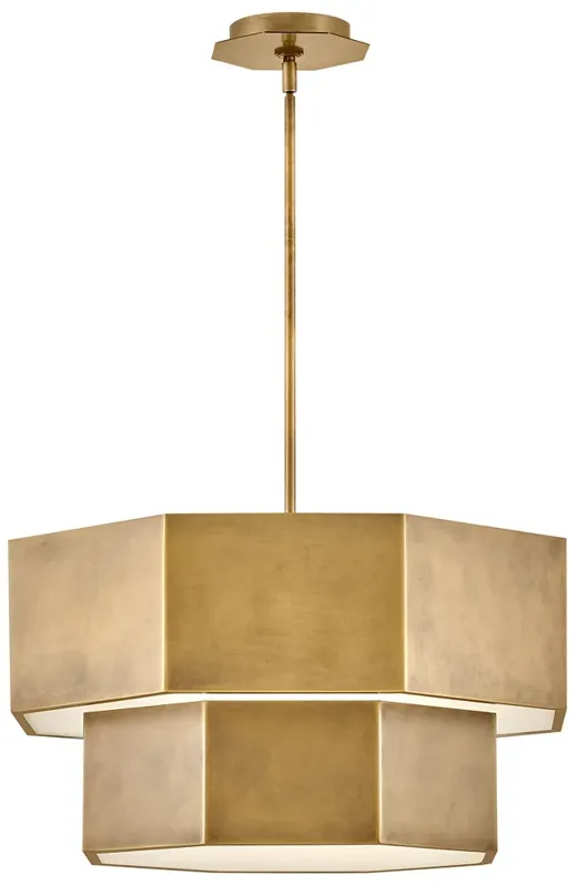 Hinkley Chandelier Facet Medium Convertible Chandelier Heritage Brass