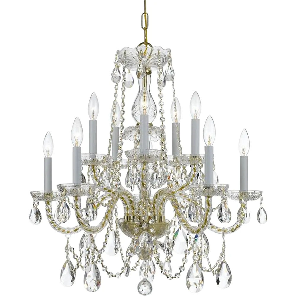 Crystorama Traditional Crystal 26"W Brass 10-Light Crystal Chandelier