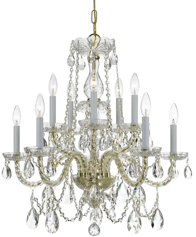 Crystorama Traditional Crystal 26"W Brass 10-Light Crystal Chandelier