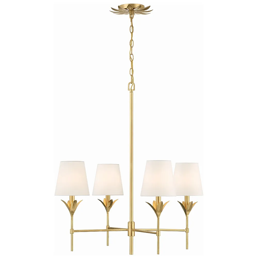 Crystorama Broche 28" Wide 4-Light Antique Gold Chandelier