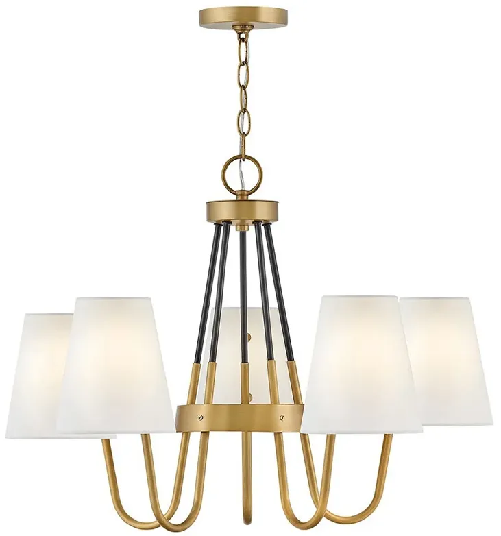 Hinkley Aston 28 1/4" Wide Bent Arm Heritage Brass Shade Chandelier