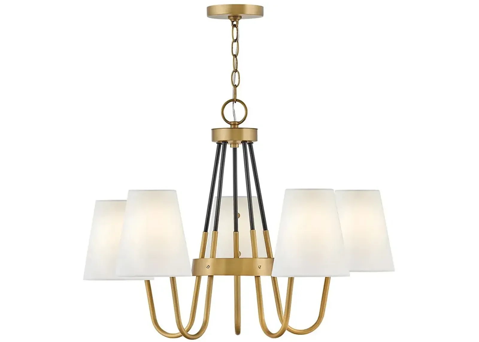 Hinkley Aston 28 1/4" Wide Bent Arm Heritage Brass Shade Chandelier