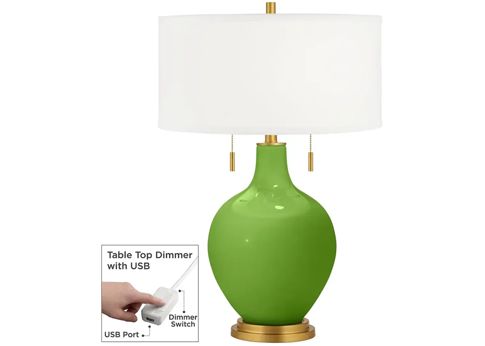 Rosemary Green Toby Brass Accents Table Lamp with Dimmer