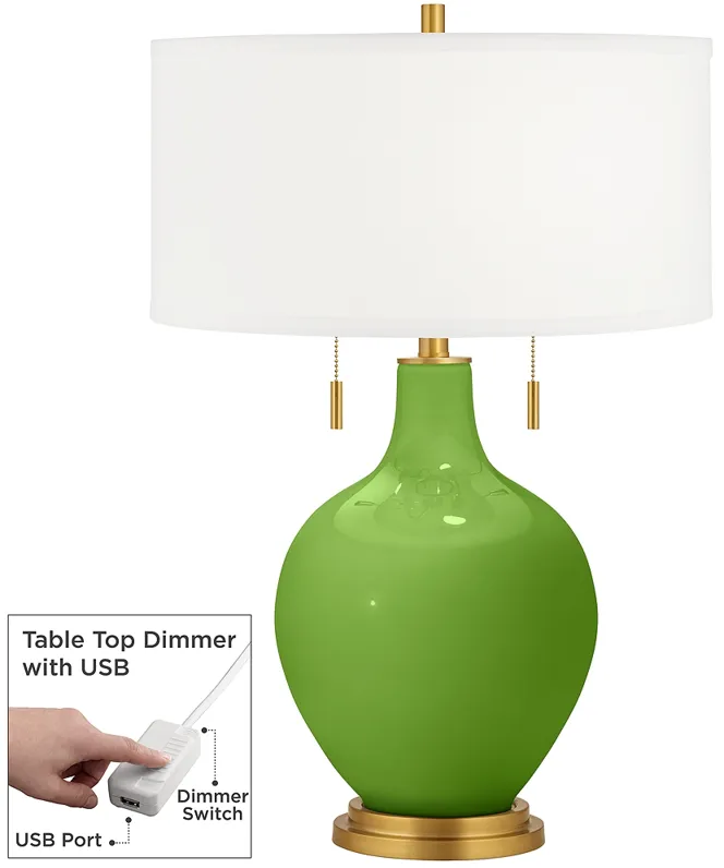 Rosemary Green Toby Brass Accents Table Lamp with Dimmer