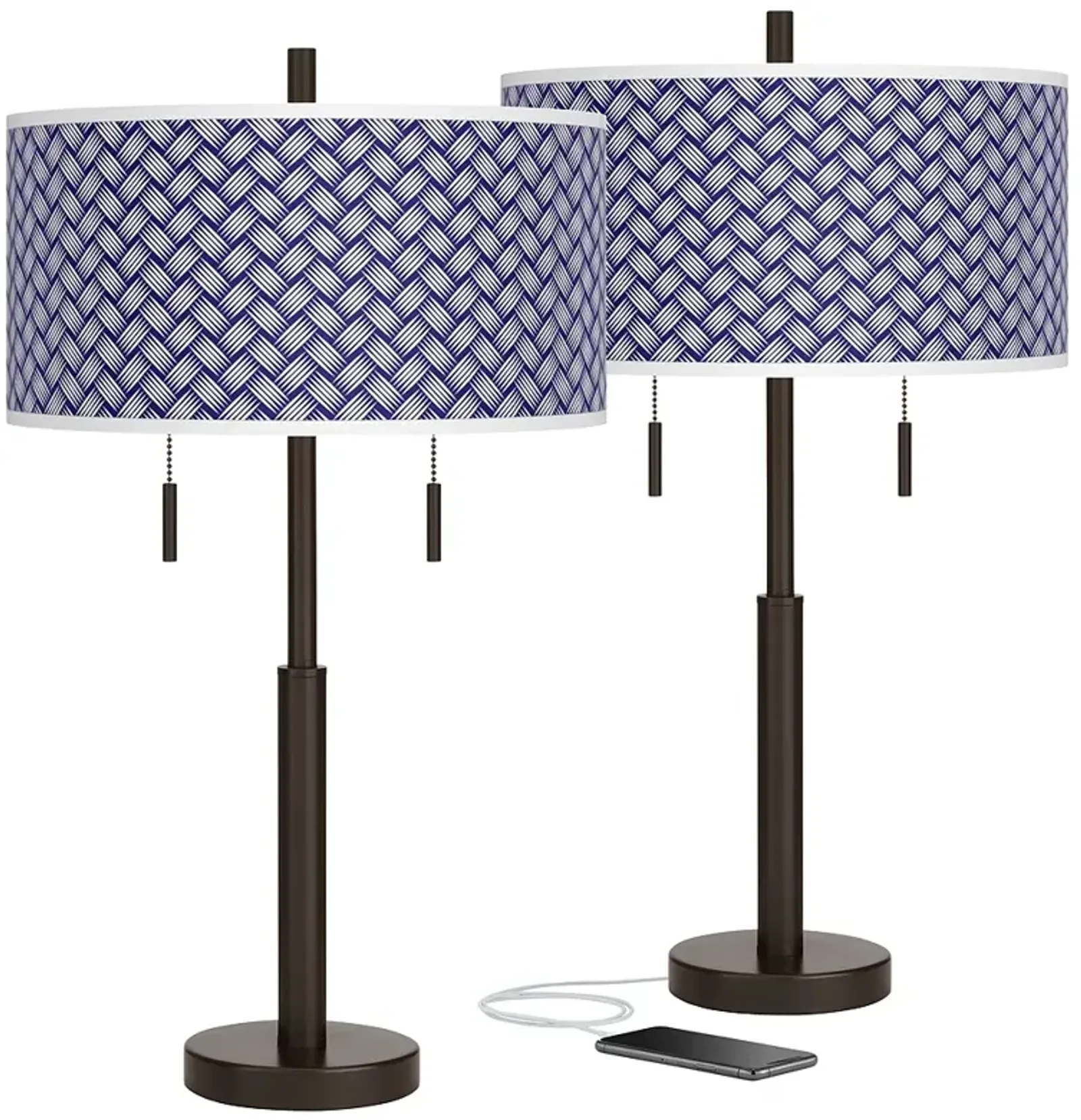 Color Weave Robbie Bronze USB Table Lamps Set of 2