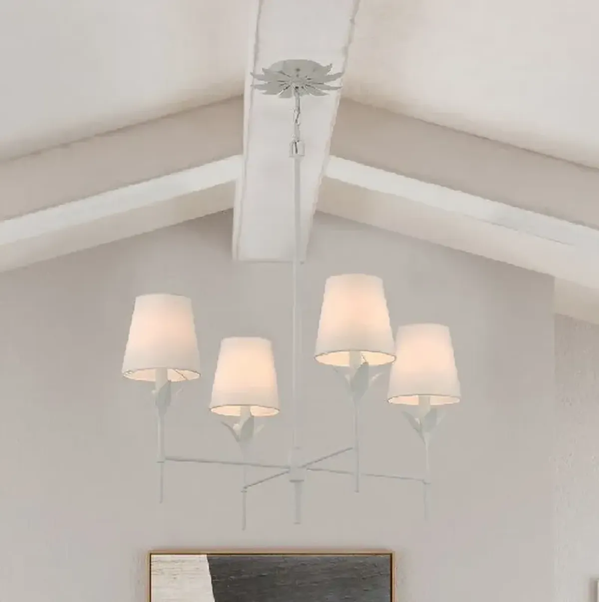 Broche 4 Light Matte White Chandelier