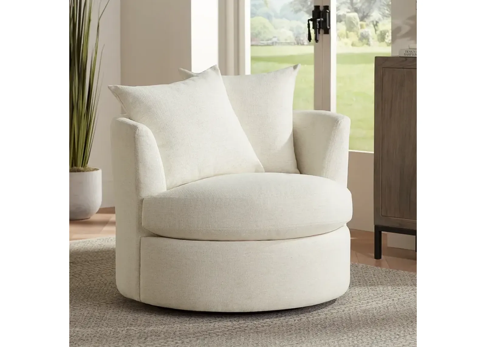 Daniel 26 1/2" High Nomad Snow Fabric Swivel Chair