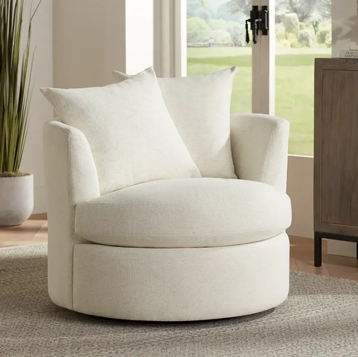 Daniel 26 1/2" High Nomad Snow Fabric Swivel Chair