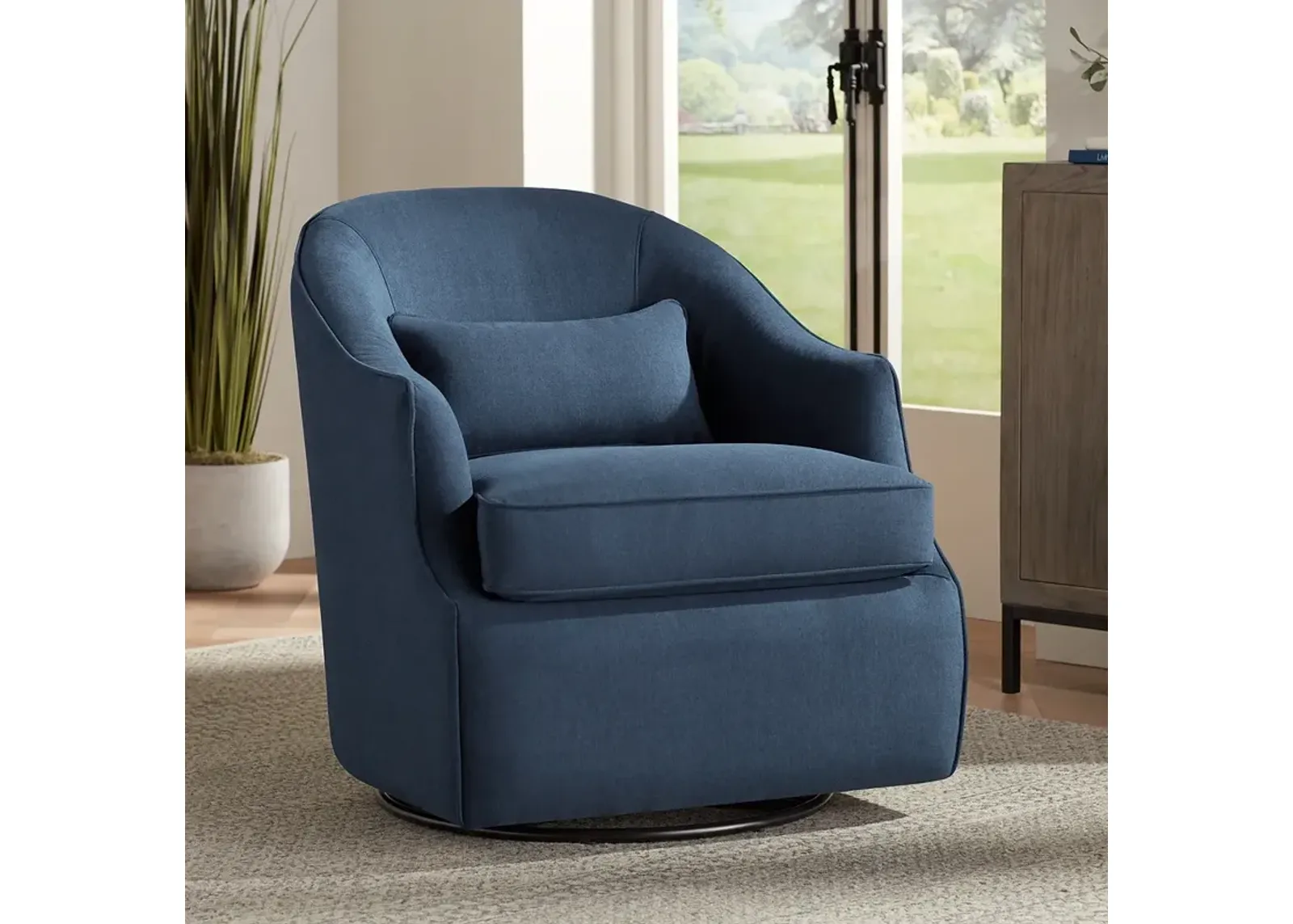 Sasha 33" High Peyton Navy Swivel Accent Chair