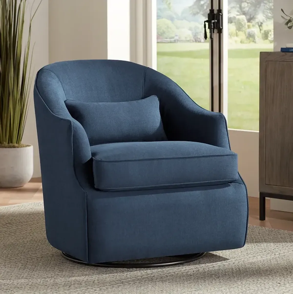 Sasha 33" High Peyton Navy Swivel Accent Chair