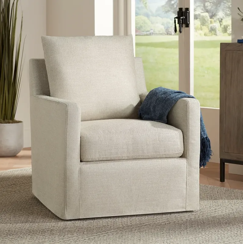 Beverly Wiley Flax Fabric Swivel Accent Chair