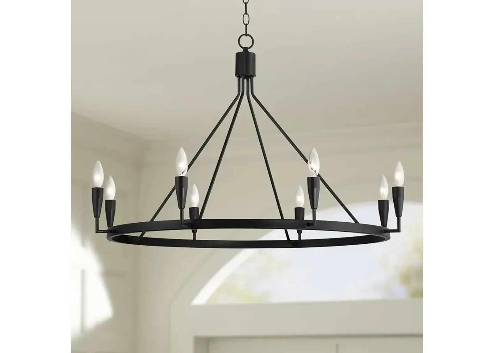 Possini Euro Covey 35 3/4" Wide Black 8-Light Ring Chandelier