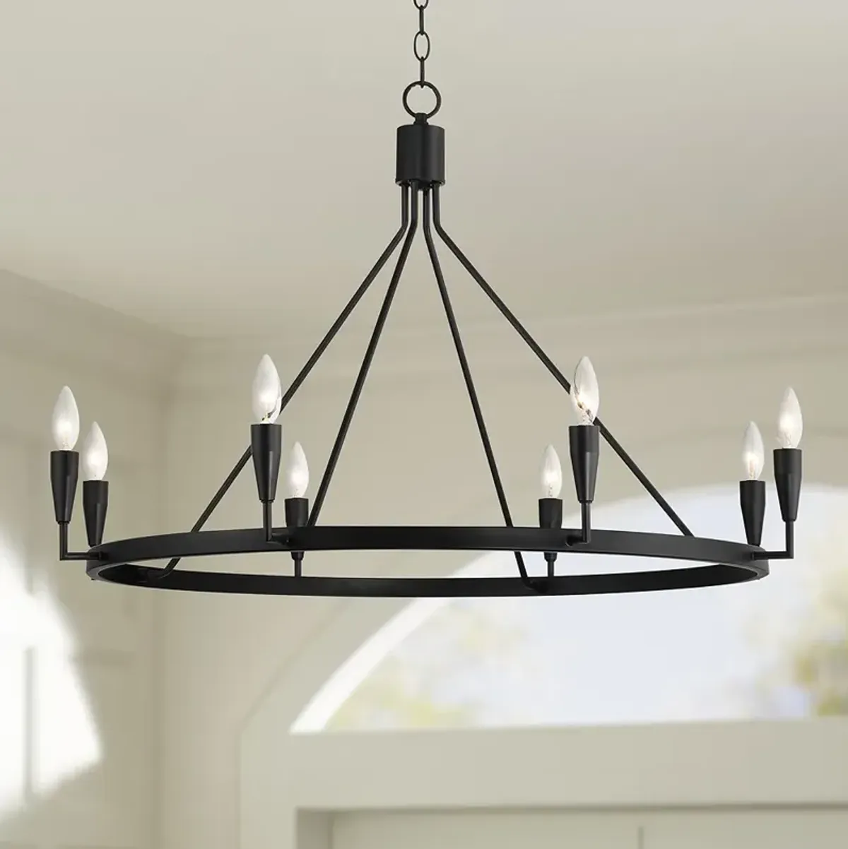 Possini Euro Covey 35 3/4" Wide Black 8-Light Ring Chandelier