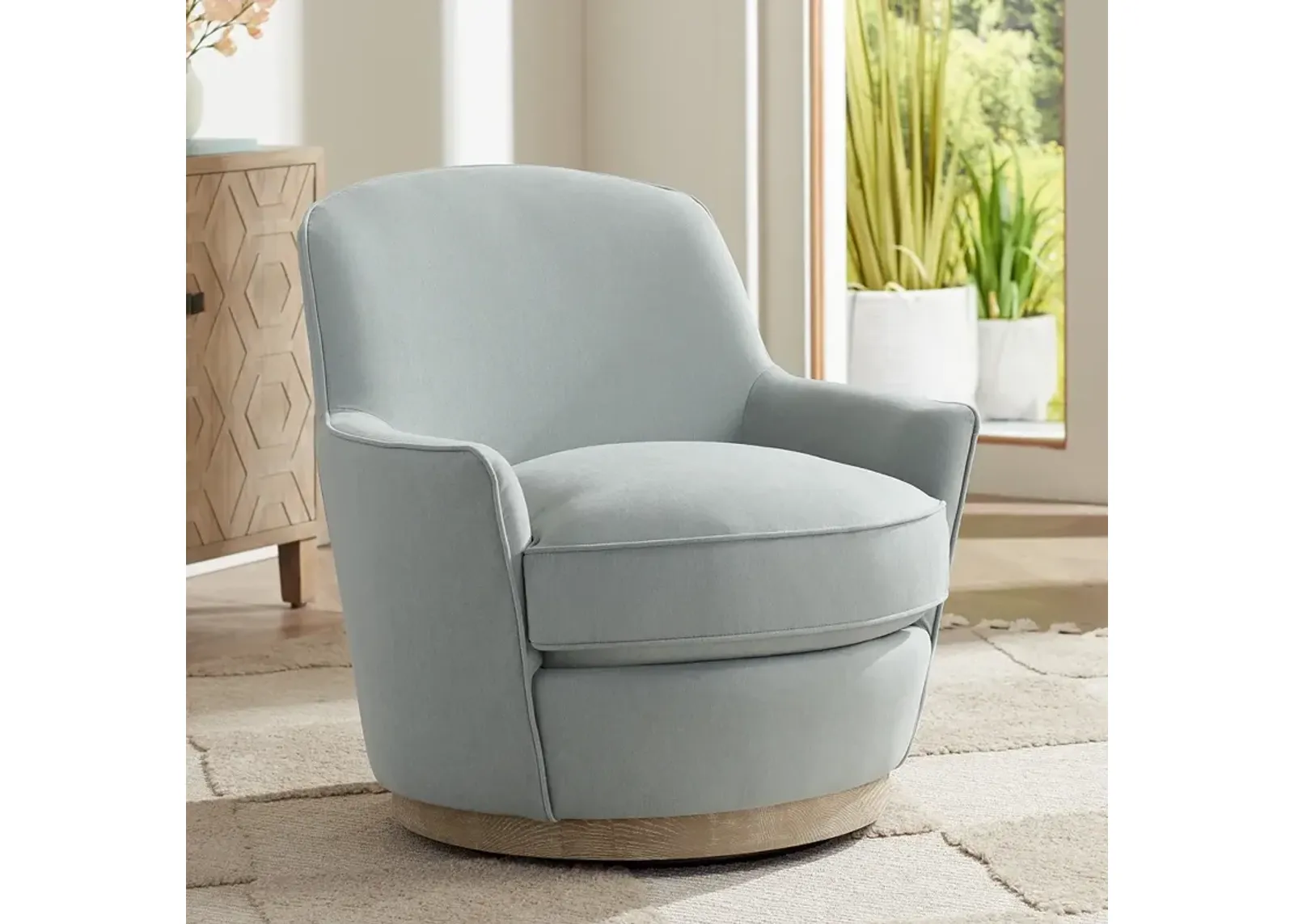 Kathleen Peyton Light Blue Swivel Accent Chair