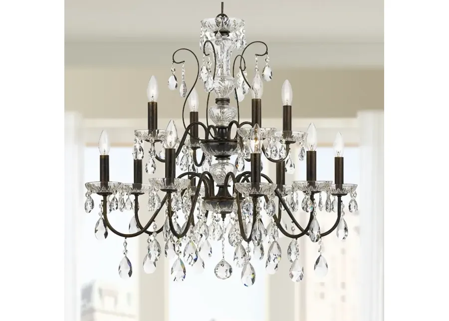 Crystorama Butler 29" W English Bronze 12-Light Crystal Chandelier