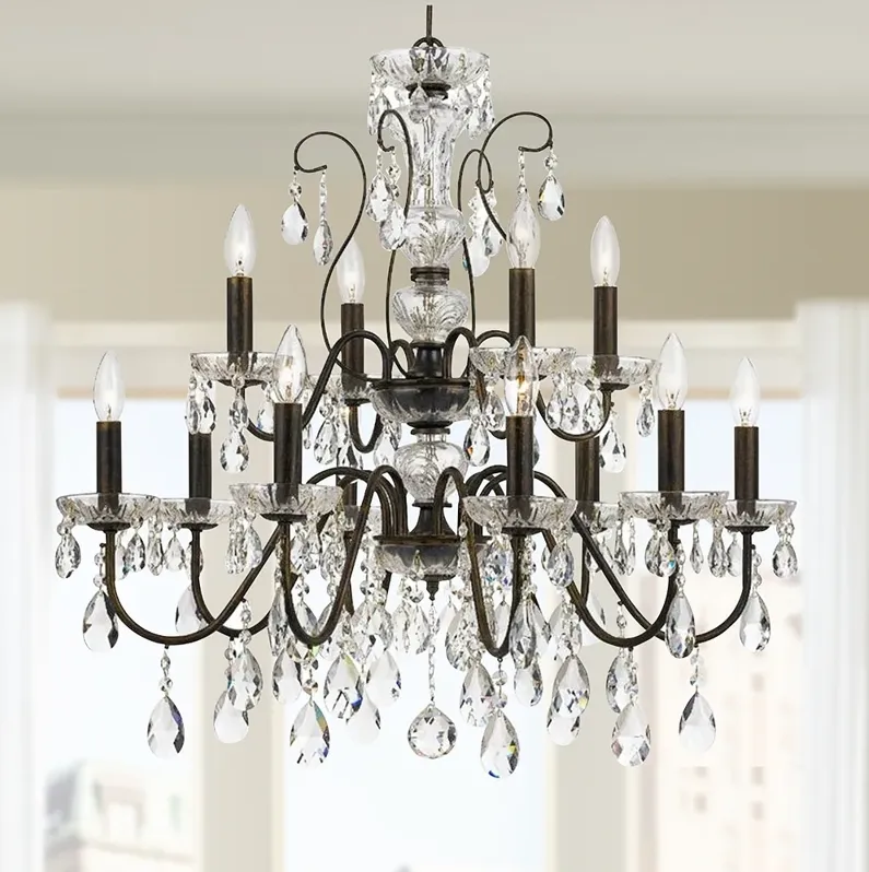 Crystorama Butler 29" W English Bronze 12-Light Crystal Chandelier