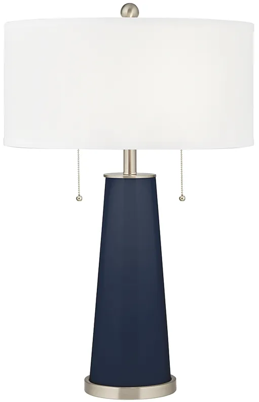 Color Plus Peggy 29 3/4" Modern Glass Naval Blue Table Lamp