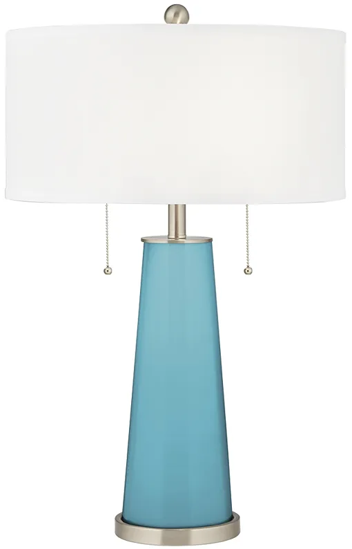 Color Plus Peggy 29 3/4" Modern Glass Nautilus Blue Table Lamp