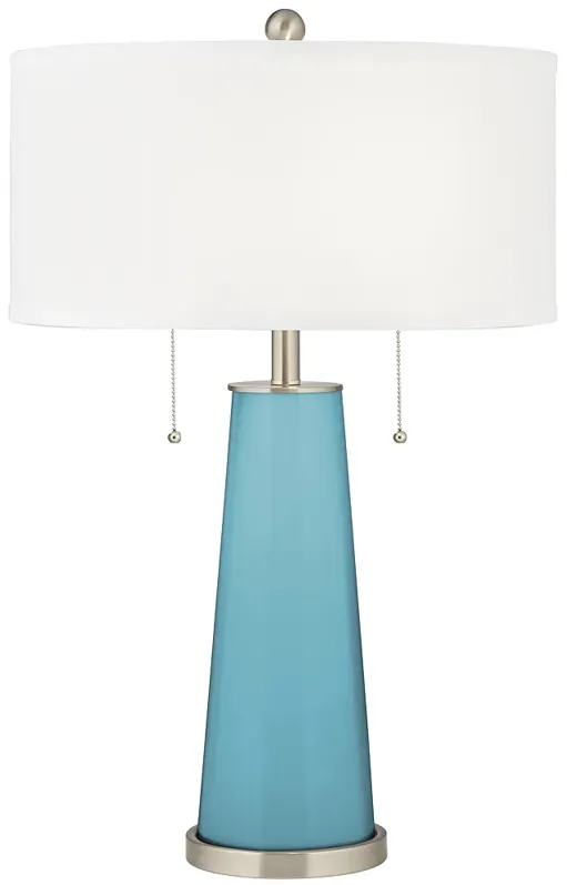 Color Plus Peggy 29 3/4" Modern Glass Nautilus Blue Table Lamp