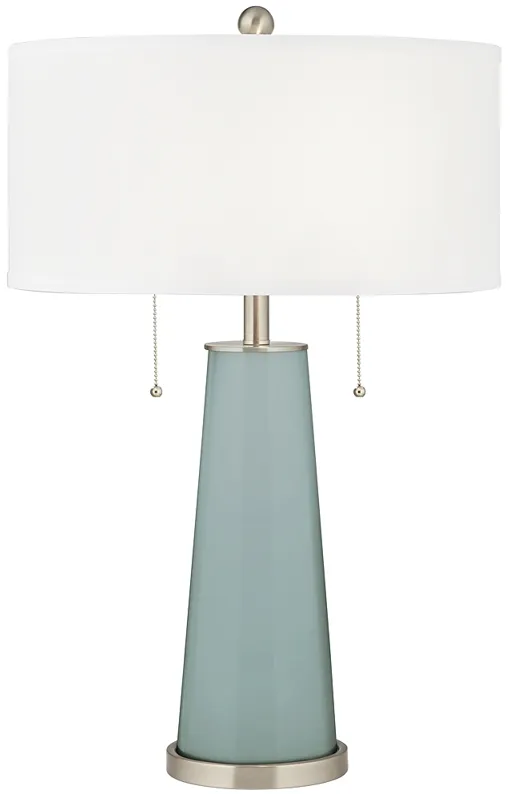 Color Plus Peggy 29 3/4" White Shade and Aqua-Sphere Blue Table Lamp