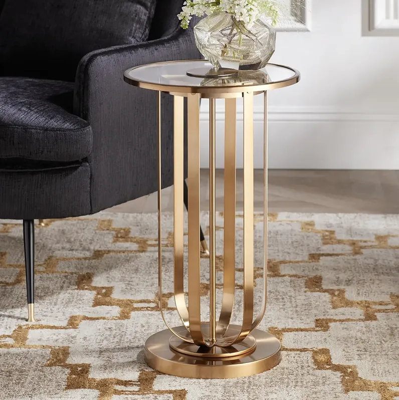 Blaine 14" Wide Gold Metal and Glass Accent Table