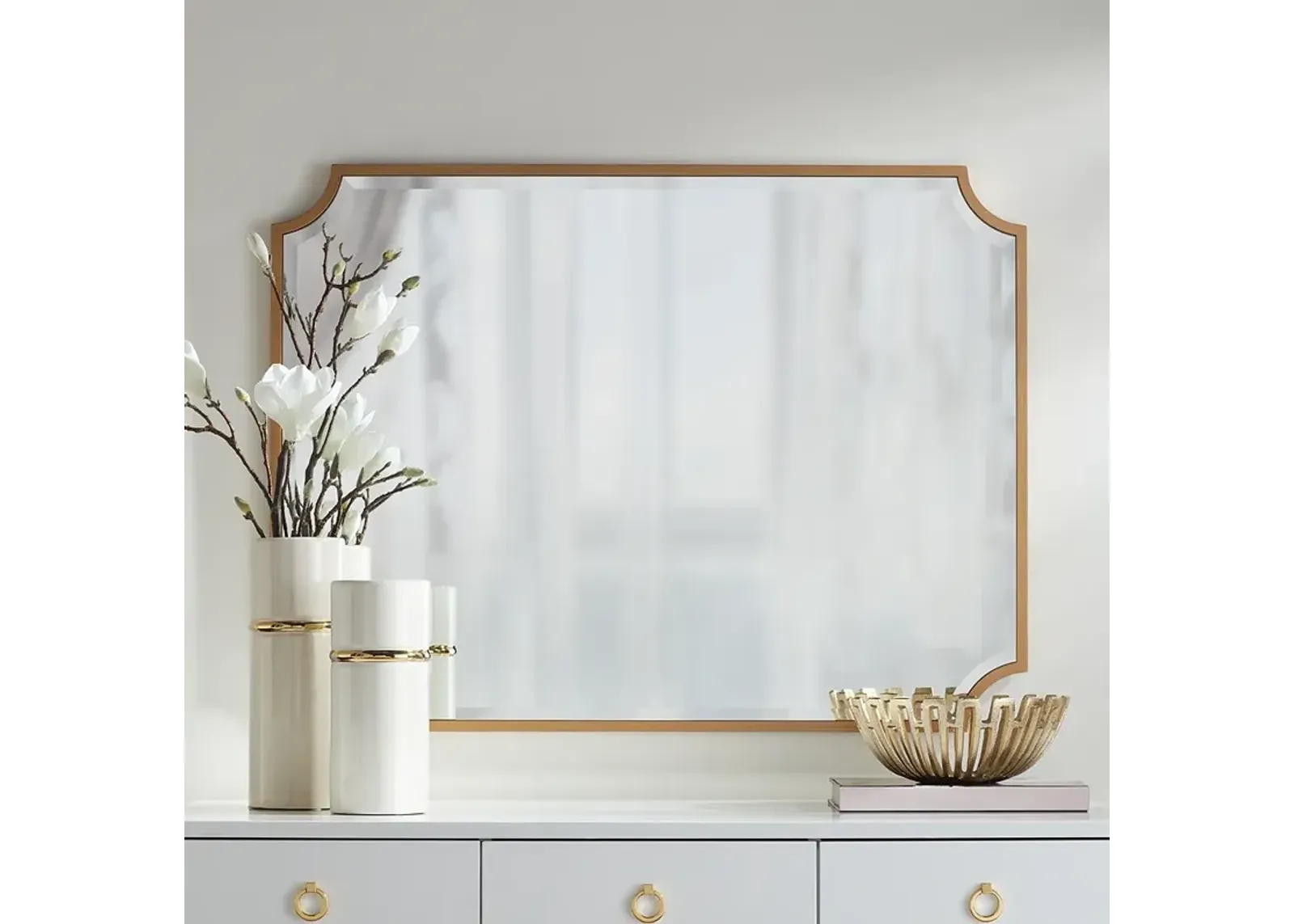 Noble Park Jacinda 40" x 30" Cut Edge Antique Gold Wall Mirror